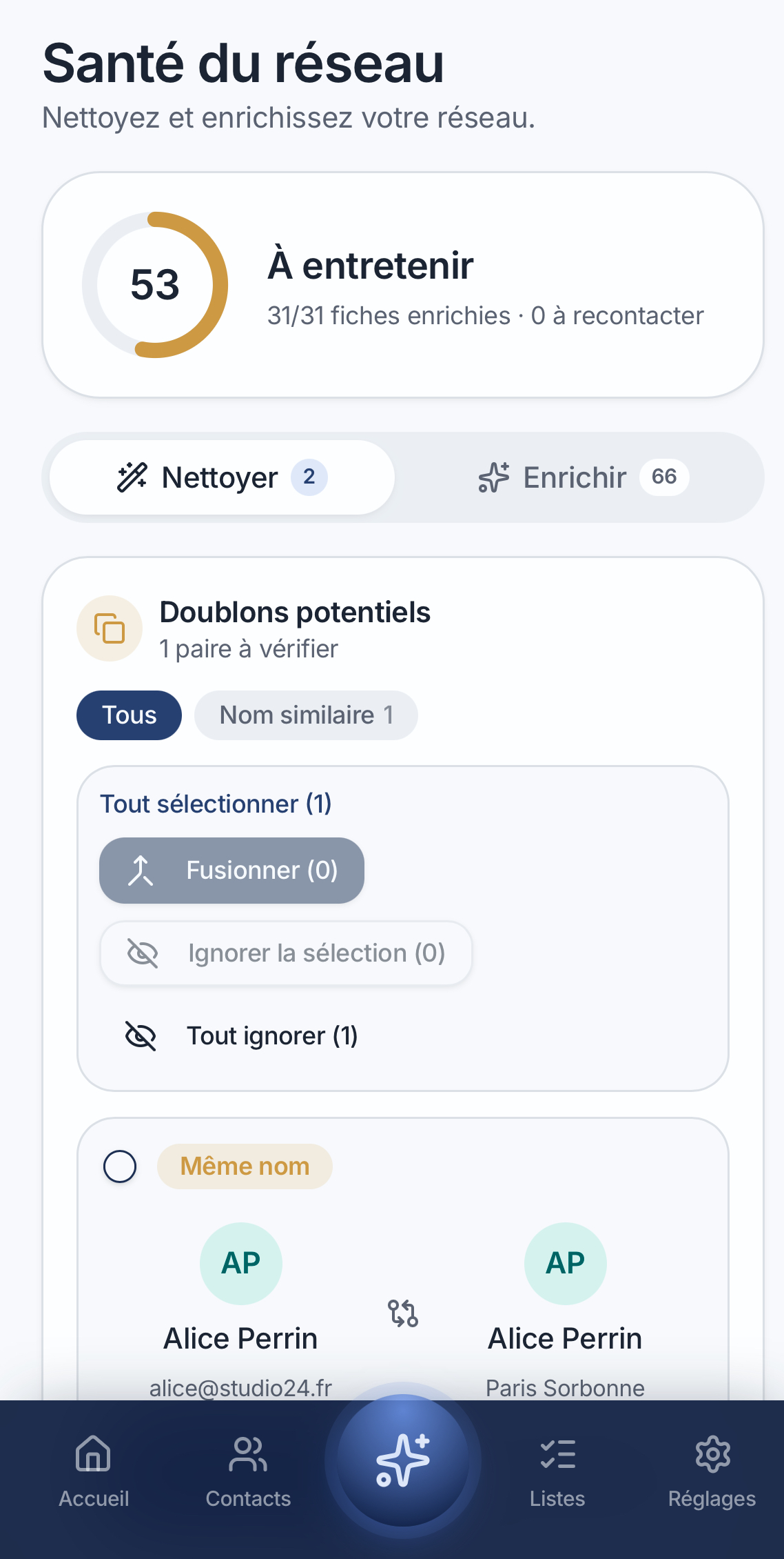 Contactez au bon moment - Santé du réseau
